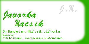 javorka macsik business card
